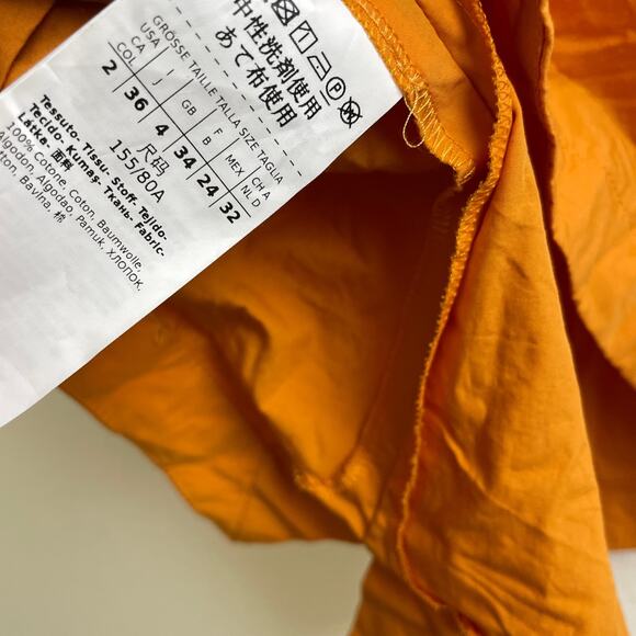 Max Mara Weekend Benny Dress Womens Size US 2 Orange Button Swing Designer Shirt - Picture 9 of 9